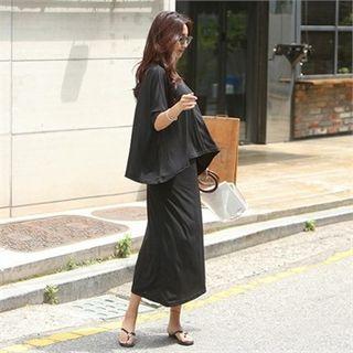 Set: Dolman-sleeve T-shirt + H-line Long Skirt