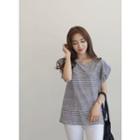 Frilled Sleeve Striped T-shirt
