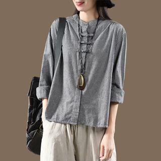Striped Frog-button Blouse (various Designs)