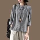 Striped Frog-button Blouse (various Designs)
