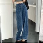 Striped High-waist Wide-legs Jeans