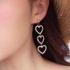 Non-matching Rhinestone Faux Pearl Heart Dangle Earring As Shown In Figure - One Size