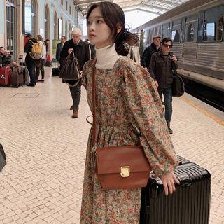 Lantern-sleeve Floral Maxi Dress As Shown In Figure - One Size