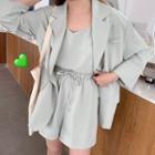 Chiffon Cropped Sleeve Blazer