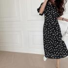 Polka-dot Crepe Long Dress