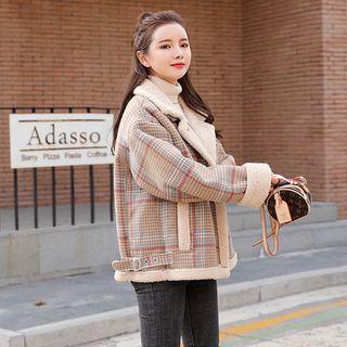 Plaid Faux Shearling Jacket