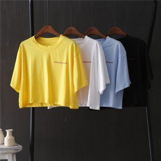 Short-sleeve Lettering Print Cropped T-shirt