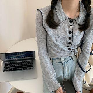 Color-block Long-sleeve Crop Top