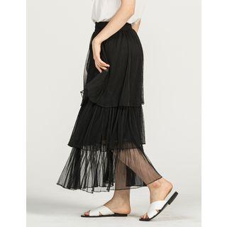 Band-waist Tiered Tulle Skirt