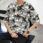 Coconut-tree Printed Short-sleeve Top