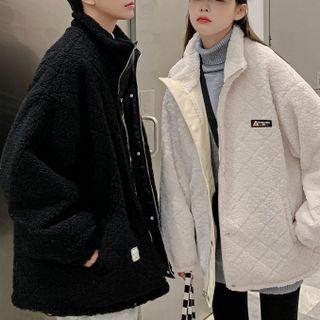 Reversible Faux Leather Fleece Zip Jacket