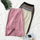 High-waist Wool Midi Skirt