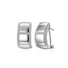 925 Sterling Silver Elegant Fashion Geometric Cubic Zirconia Stud Earrings Silver - One Size