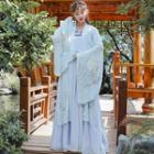 Long-sleeve Embroidered Hanfu Top / Maxi Skirt / Cape / Camisole /set