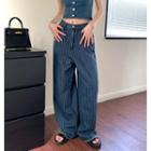 High-waist Striped Loose-fit Jeans
