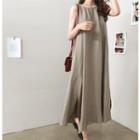 Sleeveless Slit-side A-line Dress