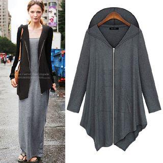 Long-sleeved Loose-fit Oversized Hooded Zip Sweatshirt