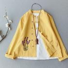 Floral Embroidered Linen Blend Jacket