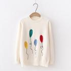 Color Balloon Embroidered Sweater