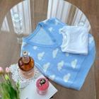 Set: Cloud-pattern Vest + Slim-fit T-shirt