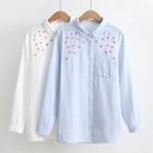 Long-sleeve Embroidery Casual Shirt