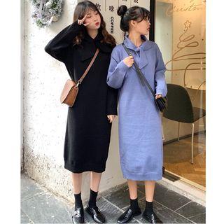 Tie-neck Midi Sweater Dress