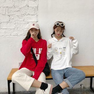 Cartoon Print Ripped Hoodie