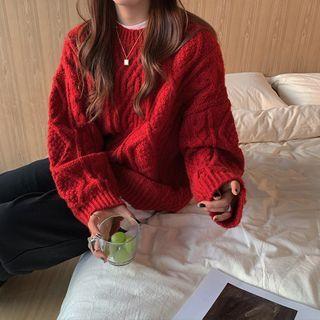 Loose-fit Cable-knit Sweater In 4 Colors