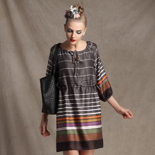 3/4-sleeve Striped Dress