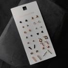 Set: Alloy Earring (assorted Designs) E03a - Set - Earring - Silver & Rose Gold & Black - One Size