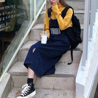 Long Sleeve High Neck Knit Top / Embroidered Corduroy Jumper Dress