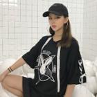 Short-sleeve Hooded Lace-up Dress