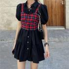 Short-sleeve Shirt Dress / Sleeveless Plaid Top