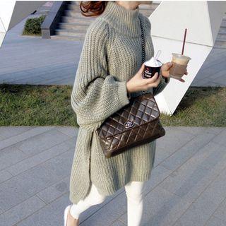 Mock-neck Chunky Knit Oversized Sweater