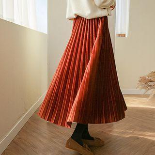 Velvet Long Pleated Skirt