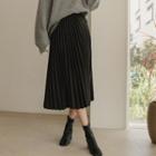 Letter-trim Long Pleated Skirt