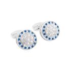 Fashion Simple Geometric Round Cufflinks With Blue Cubic Zirconia Silver - One Size