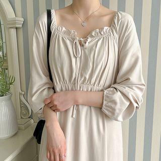 Plus Size Tie-neck Frilled Maxi Dress