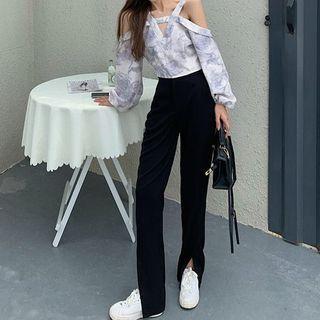 Slit Front Straight Leg Pants