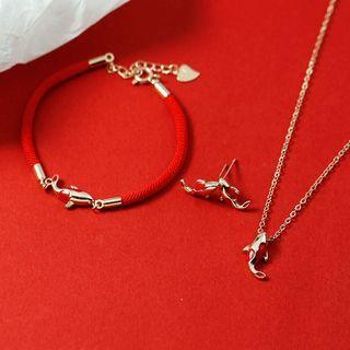 Carp Fish Alloy Dangle Earring / Red String Bracelet / Pendant Necklace