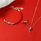 Carp Fish Alloy Dangle Earring / Red String Bracelet / Pendant Necklace