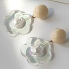 Flower Acetate Dangle Earring 1 Pair - B-669 - White - One Size