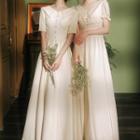 Short-sleeve A-line Bridesmaid Dress