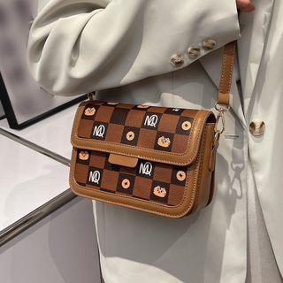Tiger Print Checkered Crossbody Bag