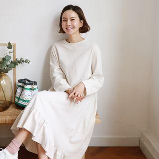 Dip-back Frill-hem Maxi Dress
