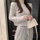 Cut Out Knit Sweater Light Gray - One Size