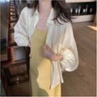 Long-sleeve Button-down Satin Blouse