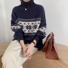 Nordic Patterned Turtleneck Sweater