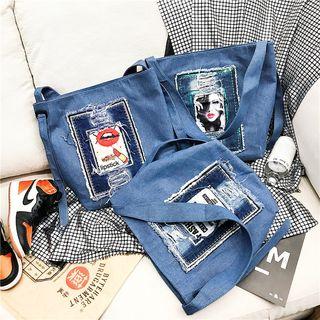 Applique Denim Tote Bag