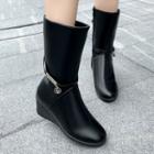Faux Leather Wedge Short Boots